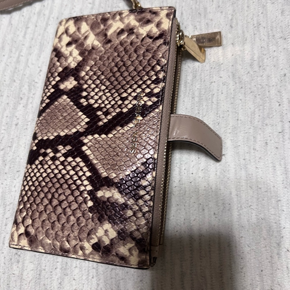 Michael Kors Cream and Brown Python Print Wallet
